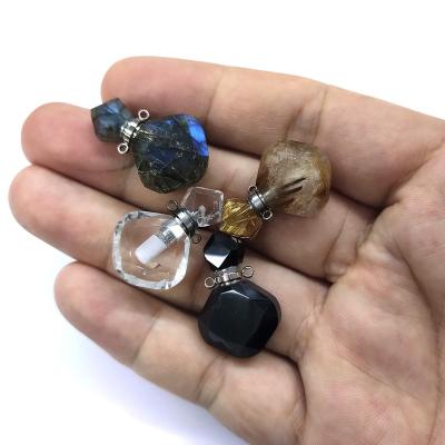 China New Arrival TRENDY Gemstone Perfume Bottles Vase Pendant Necklaces Essential Oil Diffuser Charms Best Winter Accessories Gifts For Girl for sale