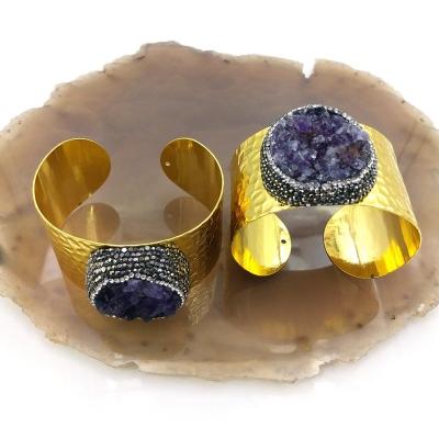 China FASHIONABLE Wholesale 18k Gold Plated European and American Styles Ins Top Selling Fashion Bracelets with Amethyst Jewelry Women Bracelets for sale