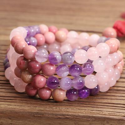 China BOHEMIA Factory Direct Sale Natural Rose Quartz Amethyst Crystal Energy Stone Bead Stretch Bracelet Women Healing Reiki Yoga Bracelet for sale