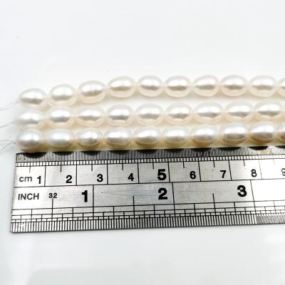 China Newest High Quality 8MM Natural Freshwater Pearl 5A Pearl Rice Shape Freshwater Pearl Beads Loose Strands For Jewelry Diy Bracelet Necklace Set for sale