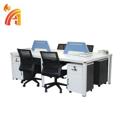 China Custom Activity cabinet 4 people modern staff drawer group simple white office desk for sale