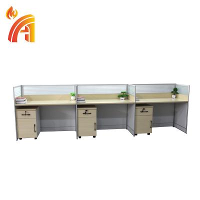 China Custom Modern Modular Office Furniture 6 People Movable Cabinet and Computer Pedal for sale