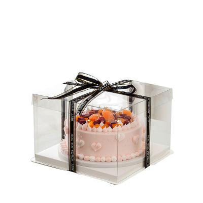 China Moon Cake Box Free Sample PVC Clear Color Material Recyclable Type Plastic Packaging Gift Boxes For Birthday Cake Party With Ribbon for sale