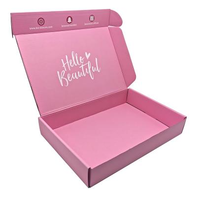 China Recycled Materials Customized Pink Red Color Cosmetic Corrugated Packaging Skin Care Shipping Box Mailer Box For Makeup Personal Care Essential Oil for sale