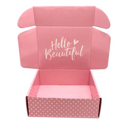 China Recycled Corrugated Cardboard Shipping Box Beautiful Materials Custom Ads Hello Printed Clothes Makeup Products Box Monthly Subscription Box for sale