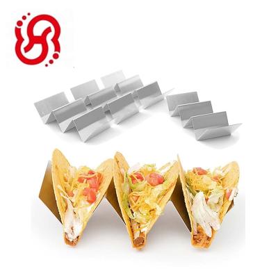 China Sustainable Wholesale Stainless Steel Food Taco Rack 2 or 3 Component Solid Taco Rack for sale