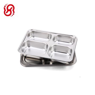 China Sustainable SS304 Polishing 4 Compartment Deep Lunch Box Food Container Food Dish for sale