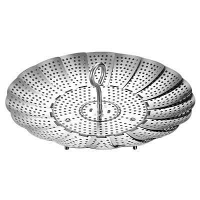 China Sustainable Portable Collapsible Stainless Steel Food Vegetable Steamer Basket for sale