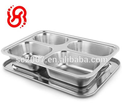 China Sustainable Good Quality Stainless Steel School Canteen Lunch Tray for sale