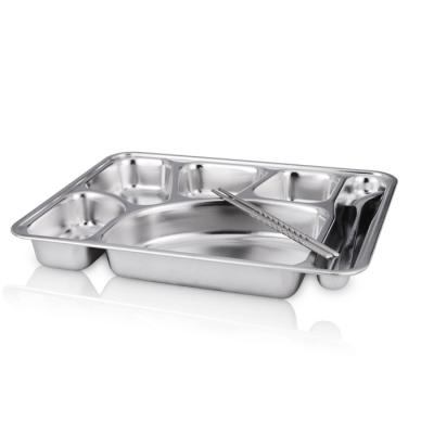 China Stainless Steel 18 10 Sustainable 6 Compartment Tray Lunch Tray China Manufacturer for sale