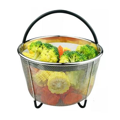 China Viable Original Stainless Steel Wire Metal Storage Baseket Kitchen Accessories With Handle for sale