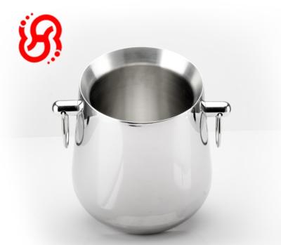 China Sustainable Silver Double-wall Mini Beer Bucket Coolers Promotion Ice Bucket Champagne Bucket for sale