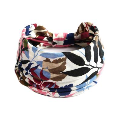 China Hot Selling Bohemian Women's Floral Print Fabric Knot Wide Elastic Hair Decoration Elastic Sports Grasp Skin Care Headband for sale