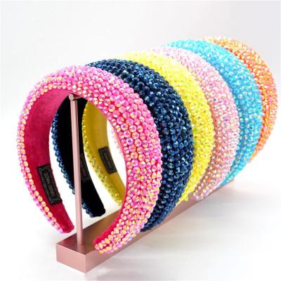 China Japan and Korean Style Luxury Headband Padded Bling Rhinestone Crystal Sponge Designer Hair Accessories Snap Hair Circle for sale