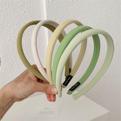 China Hair Accessories Wholesale Korean Style Hair Accessories Solid Color Fresh Green Soft Fabric Make Up Daily Hair Band Headbands for sale