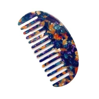 China Comfortable Fashionable Color Thickness Marble Texture Curves Shower Comb Shaped Geometric Circle Semi Acetate Acrylic Hair Combs for sale