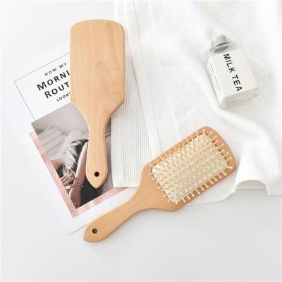 China Custom Luxury Logo Wooden Plastic High Quality Opp Package 25*8.5cm Engraving Logo Square Hair Palette Air Brush Comb Cushion Home for sale