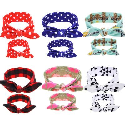 China Cloth Mothers Gift Christmas Knotted Mommy and Me Mom Hair Accessories Ear Hair Women Dot Buffalo Plaid Headband For Polka Dot Outfits for sale