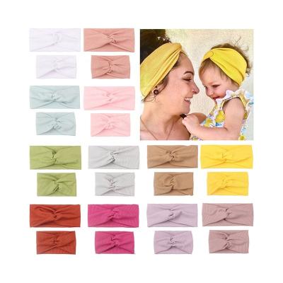 China Smart Casual Autumn Headwear Hair Band Accessories Headwrap Mum Headband Mommy and Me 2 Piece Sets Headbands Pre Tied Turban For Women Baby for sale