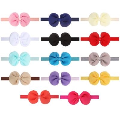 China Large Bow Decor 4.1Inch Kids Girls Hair Accessories Girls Hair Accessories Chiffon Headband Ribbon Chiffon Baby Headband And Elastic Bows Baby for sale