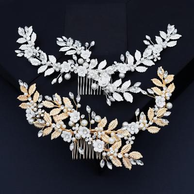 China Other Hot Amazon Sale Wedding Hair Accessories Rhinestone Women Handmade Jewelry Crystal Beads Hair Comb For Wedding Bridal for sale