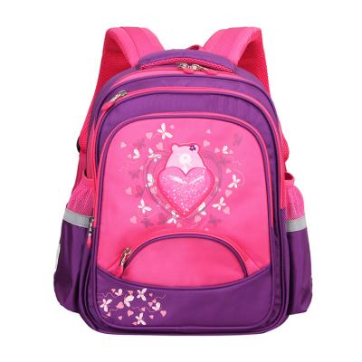 China Waterproof For Kids Girl Heart Design Backpack Child Safety Reflective Brand Red Cute Bear Backpack for sale