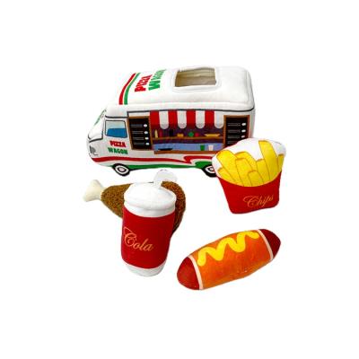 China Sustainable Quality Hot Sale Dining Car Chew Toys Interactive Squeaky Pet Toy Hide And Seek Plush for sale