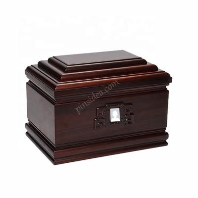 China American Style Painting Custom Solid Wood Funeral Supplies, Adult Cremation Casket, Human Adult Casket Urn Ashes Box With Picture Frame for sale