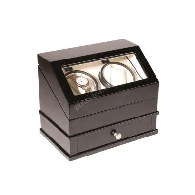 China Sustainable Luxury Custom Watch Winding System Wooden Automatic Boxed Storage Boxed Two Watches Drawer for sale