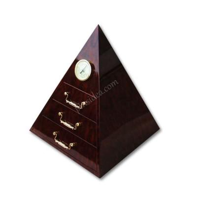 China Cigar Box High Grade High Gloss Paint Cedar Pyramid Drawer Solid Wood Glued Multilayer Cigar Moisturizing Box for sale