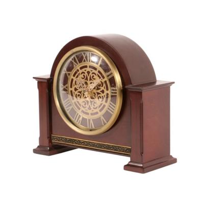 China Antique style household clock quartz clock traditional wooden electronic clock indicator turntable for sale