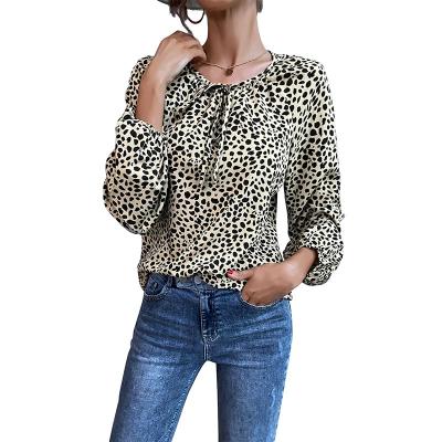 China Wholesale Lady Blouse Ladies Shirt anti-pilling fashion leopard print chiffon shirt 2021 sheath long ladies tops shirts for sale