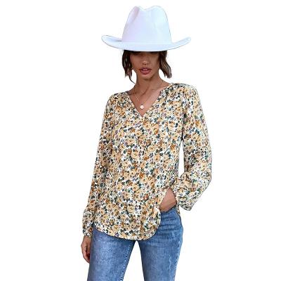 China Anti-pilling 2021 wholesale ladies printed casual shirt ladies long printed shirt designs ladies long sleeve shirt for sale