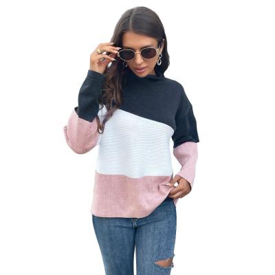 China 2021 hottest patchwork women's long turtle neck Anti-wrinkle women's sweaters knit sweater woman sweater for sale