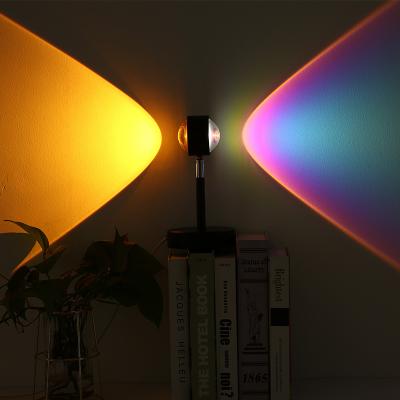 China Electric Rainbow Double USB Table Lamp Decor 180 Degree Projection Atmosphere Night Light Adjustable Nordic Sunset Head Lamp for sale