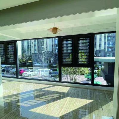 China Magnetic Screen Customized Windproof Powder Coated Gray Tempered Clear Glass Aluminum Casement Window for sale