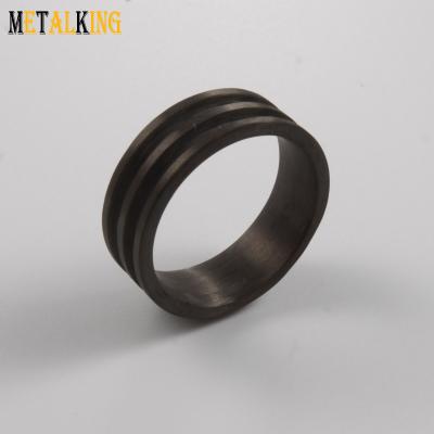 China Fashionable Black Fiber Ring Cores, Pure Carbon Fiber Double Flute Blank Carbon Ring For Inlay for sale