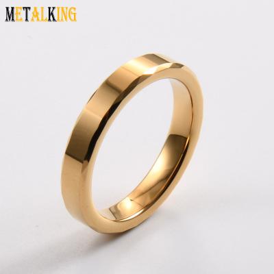 China FASHIONABLE Carbide Ring Women Tungsten Gold Jewelry 4mm Metalking Ring Faceted Edges Band Wedding Ring for sale