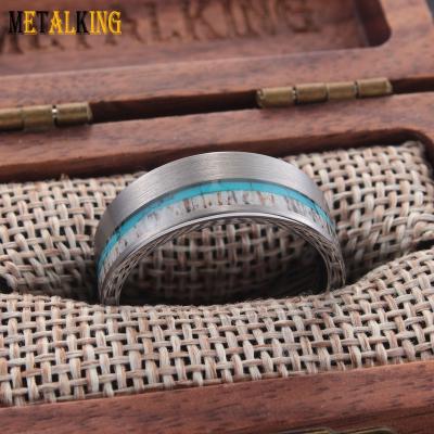 China FASHIONABLE men's wedding band, tungsten carbide ring with turquoise Antler inlay for sale