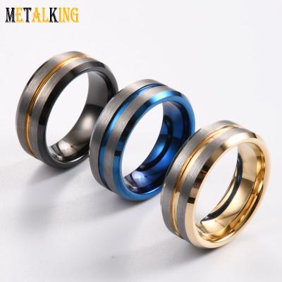 China Clothing sector 8mm two Tone Tungsten Ring Single Groove Matte Finished Surface, three styles for choice for sale