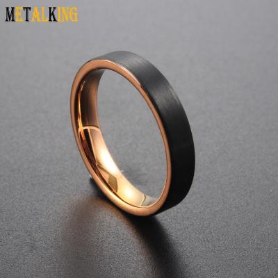 China FASHIONABLE Black Rose Gold Tungsten Carbide Ring 4mm Women's Engagement Wedding Ring for sale