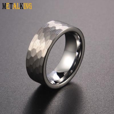 China 8mm À LA MODE Gray Hammered Tungsten Carbide Ring, handmade wedding band for sale