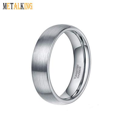 China TUNGSTEN Mens Womens 6mm 8mm Silver Tungsten Rings Wedding Band Matte Brushed Dome Comfort Fit for sale