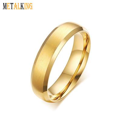 China Fashion Classic Titanium Gold Plated Ring 6mm Ring Matte Finished For Men Wedding for sale