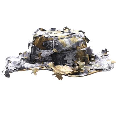 China Image High Quality Cheap Quick Dry 3D Camouflage Bionic Sheet Hunting Bucket Hat Jungle Woodland Fishing Camouflage Fisherman Hat for sale