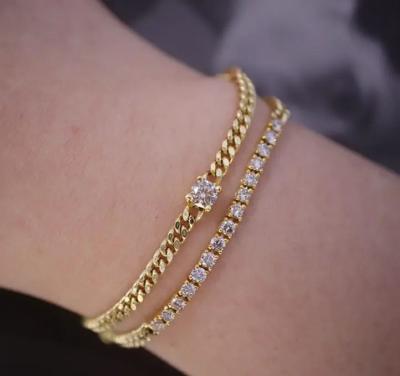 China Fashion Au750 Real Pure 18K Gold Luxury Women's Bridal Engagement Pawnable Diamond Chain Bracelet Fine Jewelry Wedding Bracelets for sale