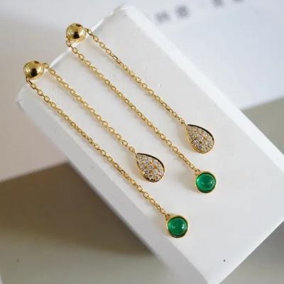 China Fine Jewelry Fashion AU750 18K Gold Pawnable Emerald Earrings Women Ladies Female Wedding Bridal Pure Luxury CLASSIC Engagement for sale