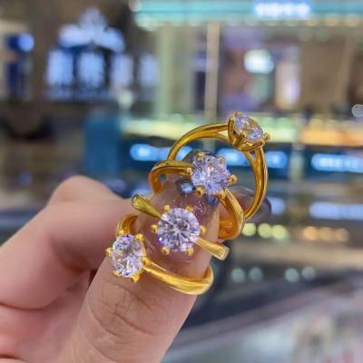 China AU750 Trendy Luxury Pure 18K Gold Pure Zircon Rings Women Ladies Ladies Engagement Female Bridal Wedding Jewelry Fine Ring for sale