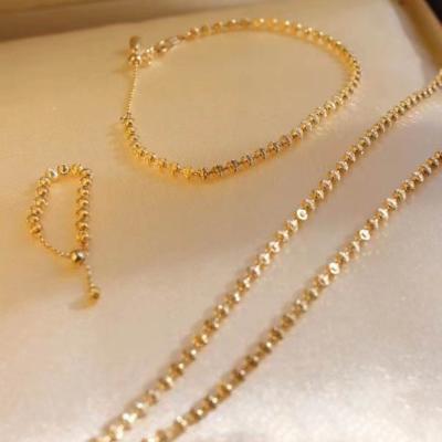 China Fashion AU750 Real 18K Gold Necklace Bracelet Ladies Pure Chain Luxury TRENDARY Ring Sets Fine Jewelry Women Fashion Female Necklaces for sale