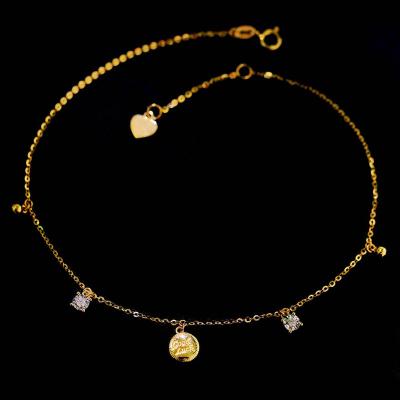 China Diamond Charms Jewelry Women Ladies 18K Pure Gold Luxury TRENDY Fashion Real Luxury Engagement Wedding Bridal Anklet for sale